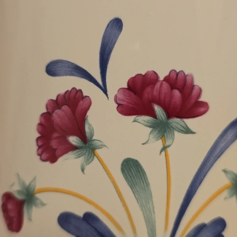 Beautiful Lenox Floral Ceramic Mug with Blue Ribbon Design